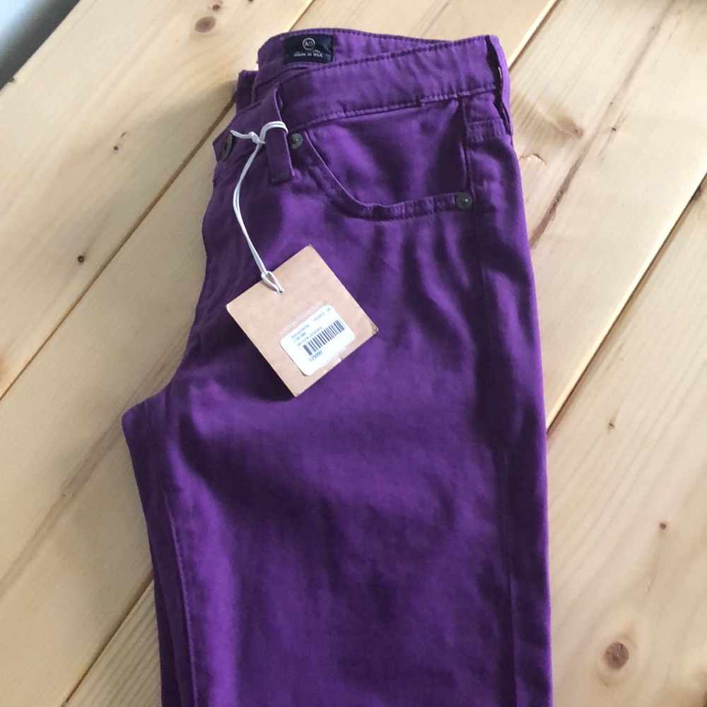 NWT AG the Legging Super Skinny Sateen in Purple